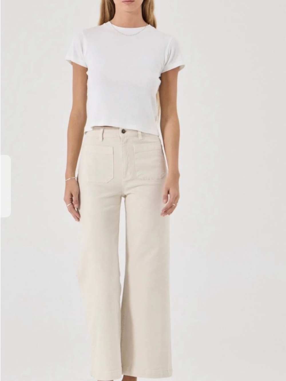 Rollas High Waisted Sailor Jeans in White